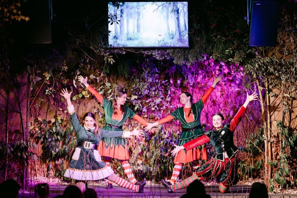 Elf performers on stage at Christmas at Bewl Water