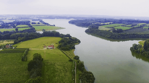 Aerial view of Bewl Water - filming location