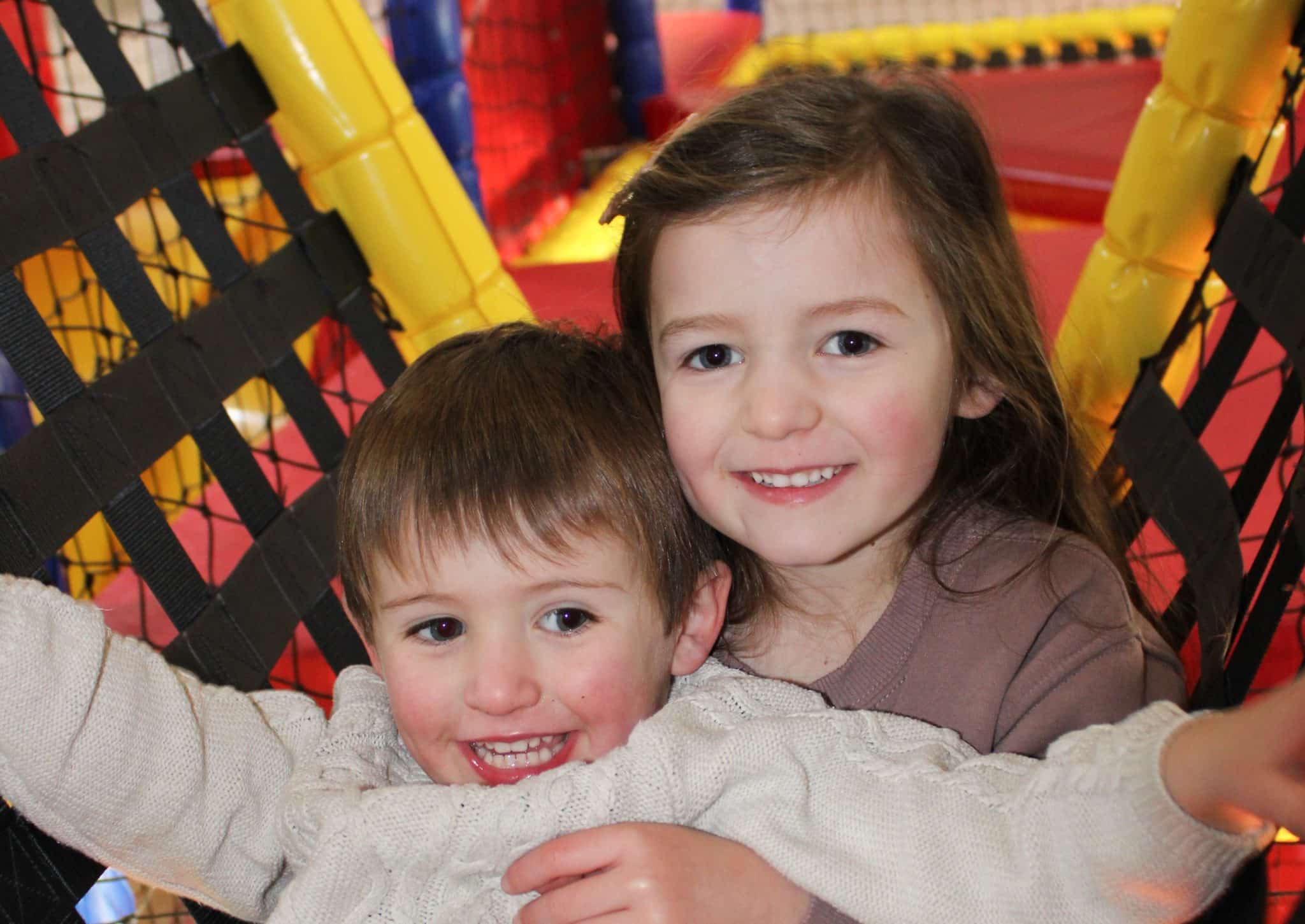 two children in the soft play area at bewl water