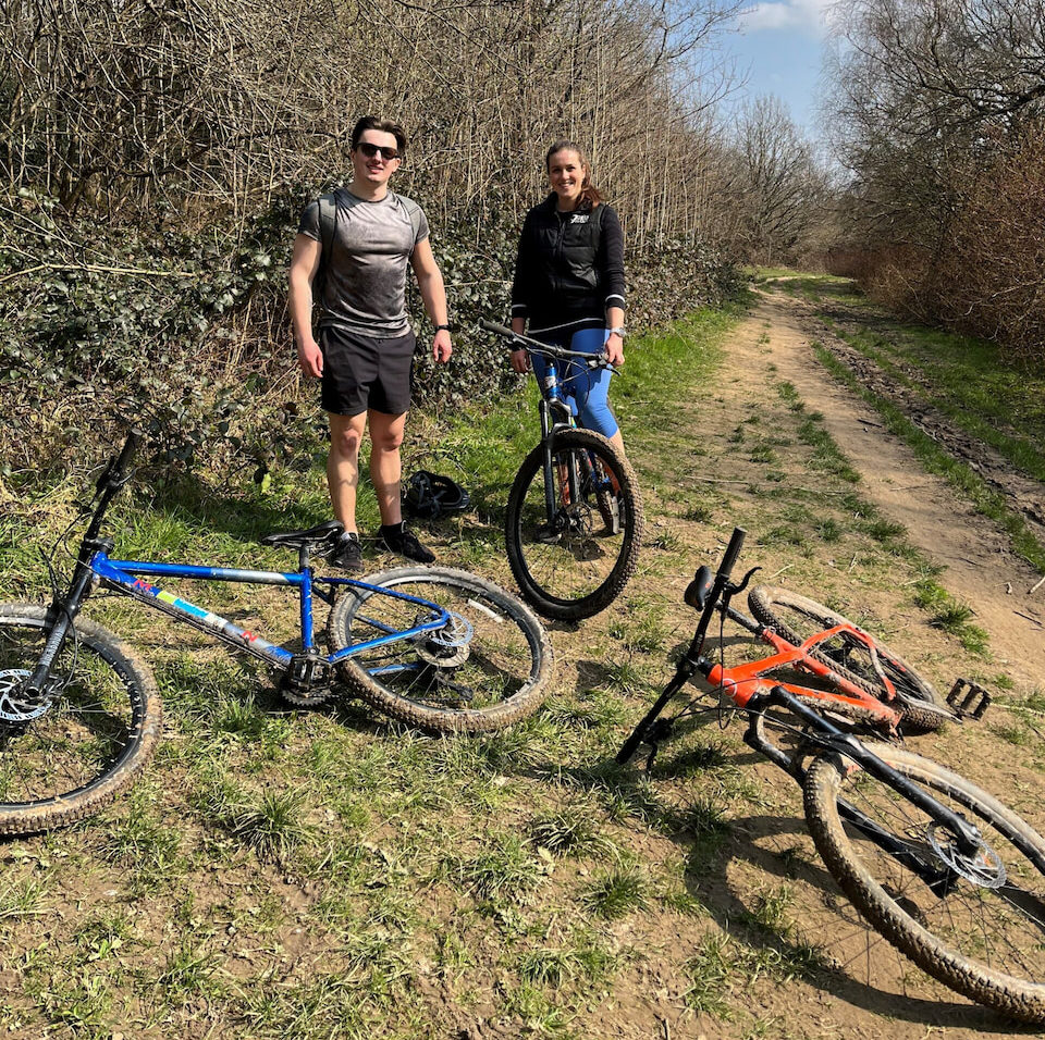 Lucy and Will taking a cycling break