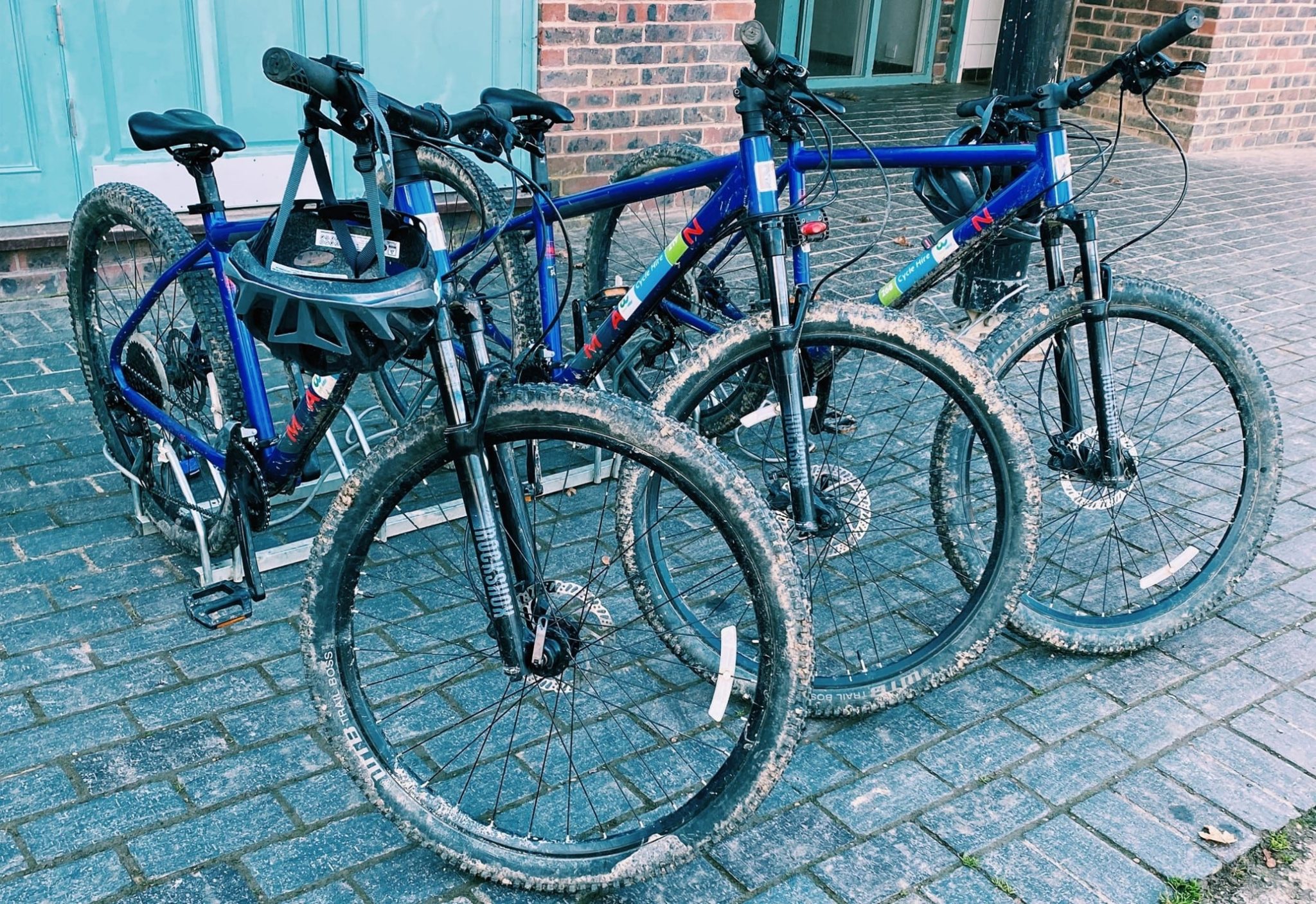 three parked bikes