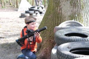 Kid participating in the laser challenge