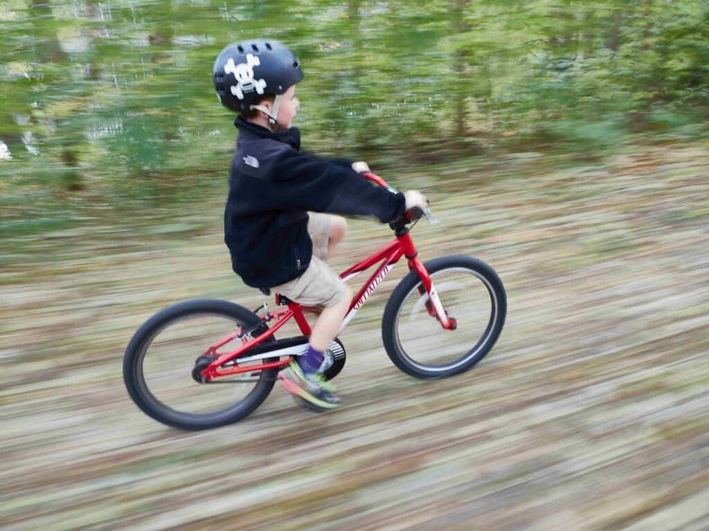 Kid riding a bicycle