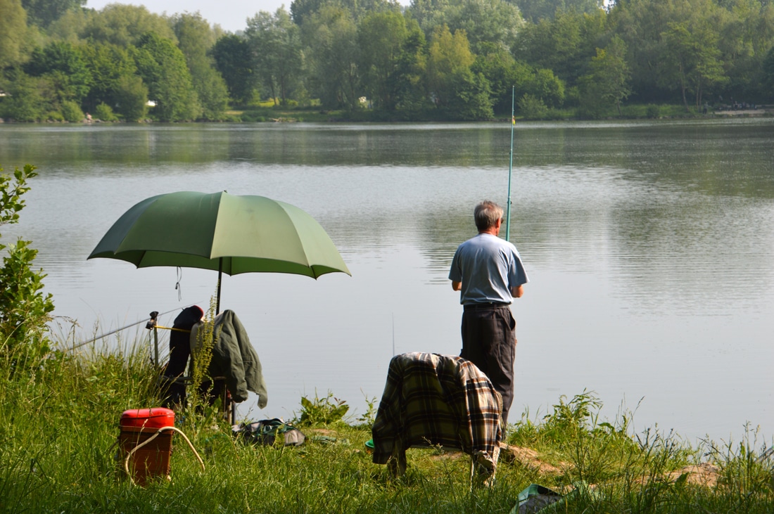 Fly fishing from bank