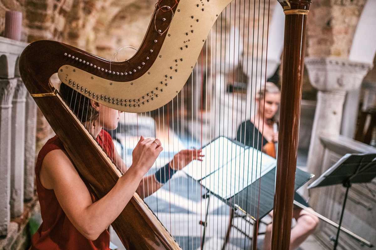 Person playing the harp