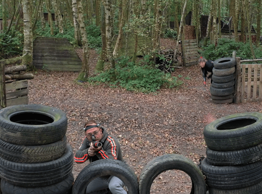 Adult playing laser tag at Bewl Water