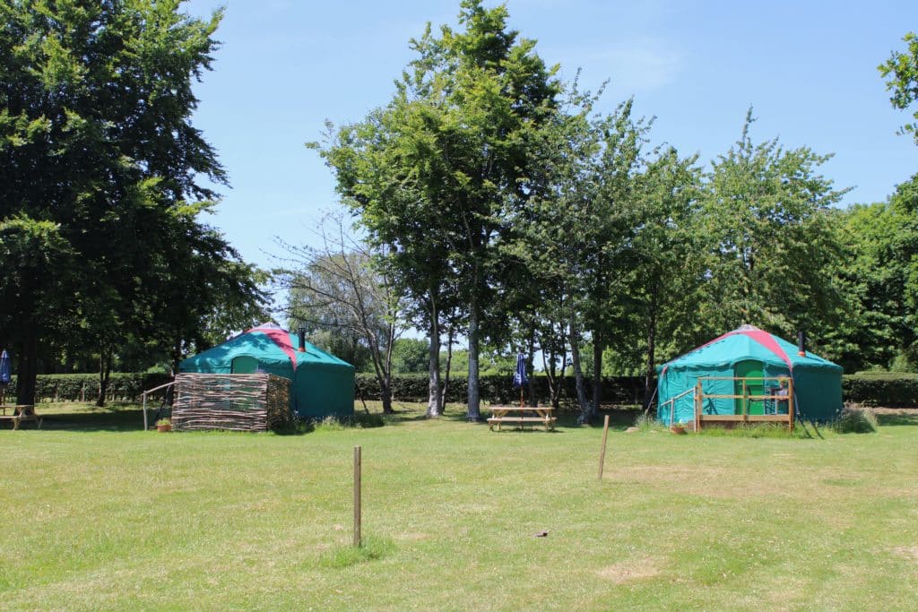 Two yurts at bewl water camping