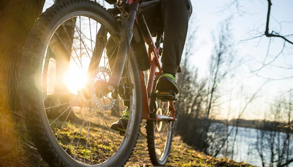 a person going on a sunset bike ride in Bewl Water