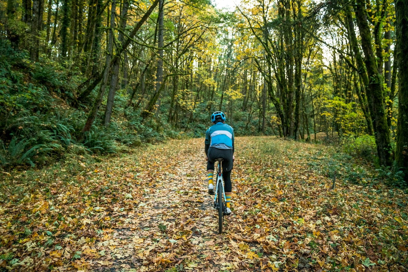 Person Cycling in Bewl Water